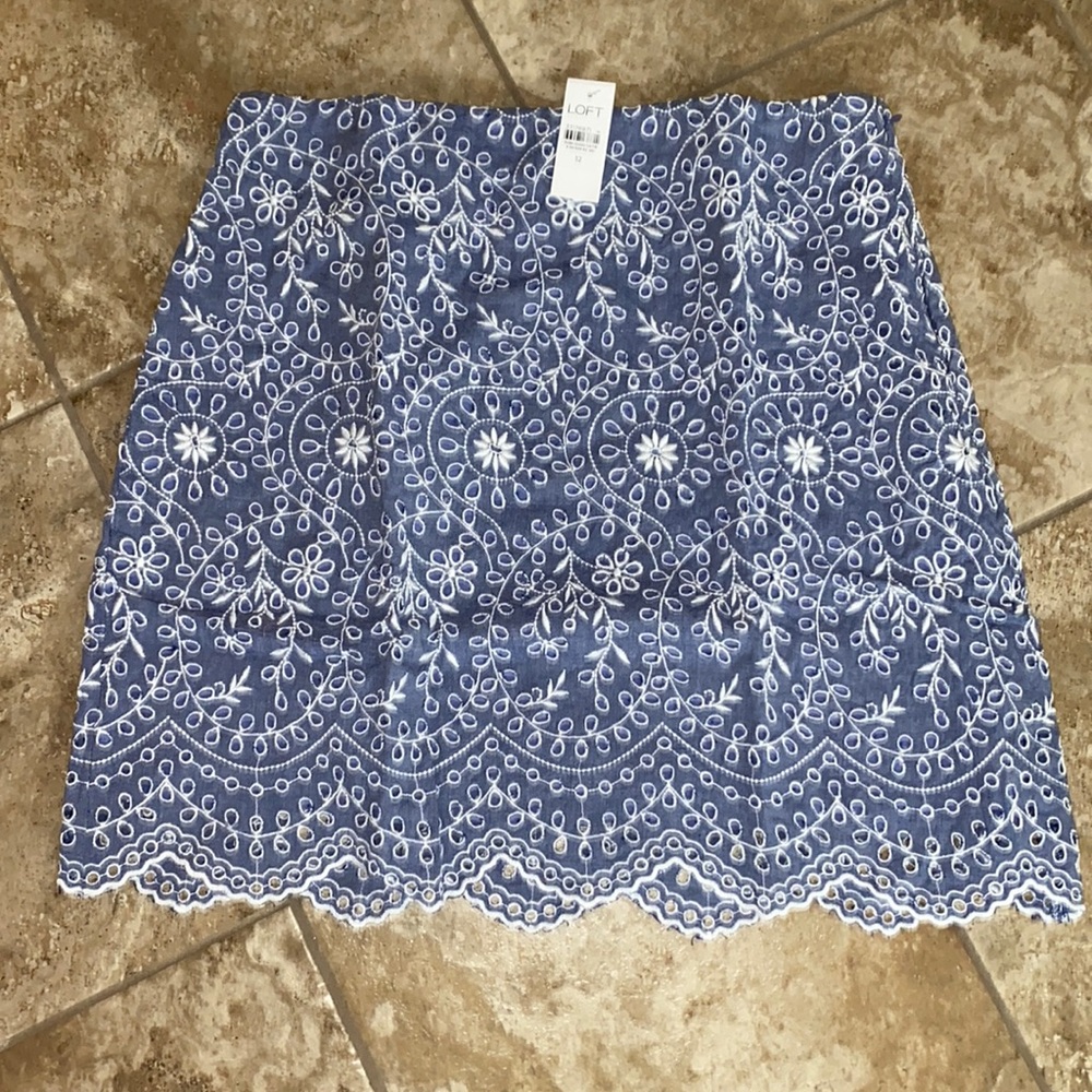 Loft Eyelet Chambray Skirt